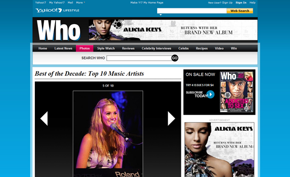 "Best of the Decade Top 10 Music Artists" on Who